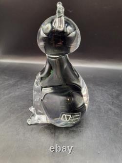 Vintage V. Nason Murano Art Glass Seated Cat Figurine Italy Sommerso Smoke 5.25