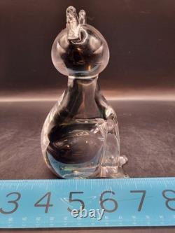 Vintage V. Nason Murano Art Glass Seated Cat Figurine Italy Sommerso Smoke 5.25