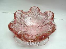 Vintage VENETIAN MURANO Pink Art Glass BOWL with Gold Mica Inclusions