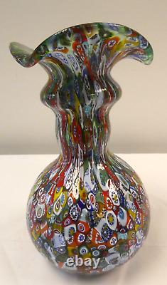 Vintage Vase Murano Italy Millefiori Art Glass Unique