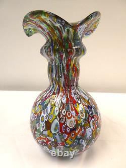 Vintage Vase Murano Italy Millefiori Art Glass Unique