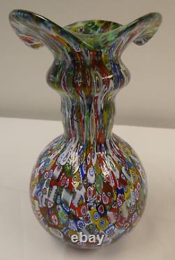 Vintage Vase Murano Italy Millefiori Art Glass Unique