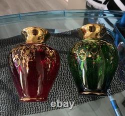 Vintage Vecchia Murano Glass Vases 24K Gold Gilt Set Of Six