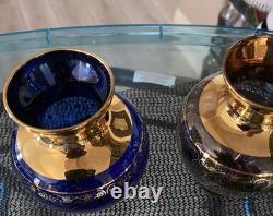 Vintage Vecchia Murano Glass Vases 24K Gold Gilt Set Of Six