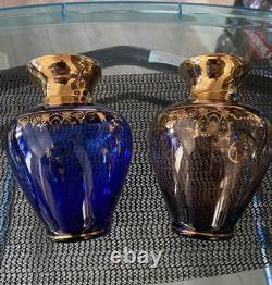 Vintage Vecchia Murano Glass Vases 24K Gold Gilt Set Of Six