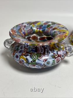 Vintage Vecchia Murano VR Millefiori Art Glass Small Sugar & Creamer