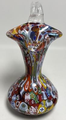 Vintage Vecchia Murano VR Millefiori Art Glass Small Sugar & Creamer