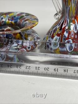 Vintage Vecchia Murano VR Millefiori Art Glass Small Sugar & Creamer
