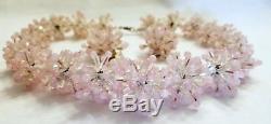 Vintage Venetian Glass Murano Italy Poured Glass PINK Cluster Necklace & Earring