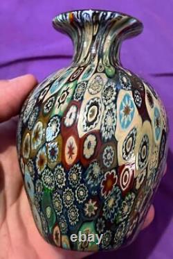 Vintage Venetian Italian Italy Murano Murrina Millefiori Blown Art Glass Vase