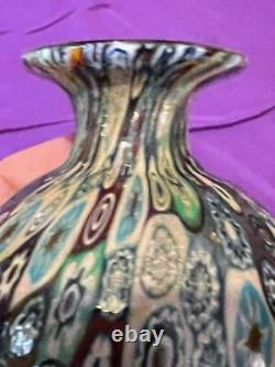 Vintage Venetian Italian Italy Murano Murrina Millefiori Blown Art Glass Vase