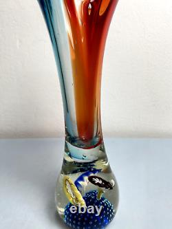 Vintage Venetian MURANO? ITALY Pairpoint Large Vase Hand Blown Art Glass 12