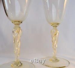 Vintage Venetian Murano Art Glass Aventurina Gold Twist Stem Wine Goblet