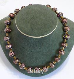 Vintage Venetian Murano Black Wedding Cake Art Glass Necklace