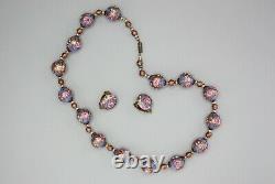 Vintage Venetian Murano Fiorato Wedding Cake Beads Necklace & Earring Set