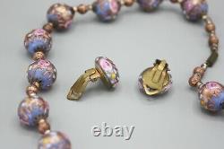 Vintage Venetian Murano Fiorato Wedding Cake Beads Necklace & Earring Set