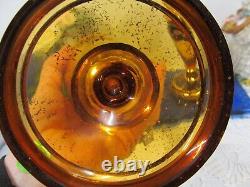 Vintage Venetian Murano Glass Amber Candlesticks Tre Fuochi Two Candlesticks