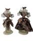 Vintage Venetian Murano Glass Goldoni Dancing Sculpture Pair, Tortoise Shell