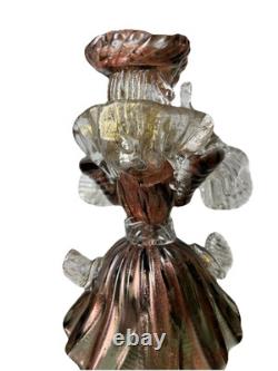 Vintage Venetian Murano Glass Goldoni Dancing Sculpture Pair, Tortoise Shell