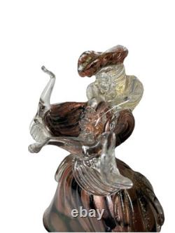 Vintage Venetian Murano Glass Goldoni Dancing Sculpture Pair, Tortoise Shell