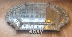 Vintage Venetian Murano Glass Mirror 60x90 cm Mid-Century Italian Etched Wall