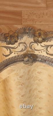Vintage Venetian Murano Glass Mirror 60x90 cm Mid-Century Italian Etched Wall