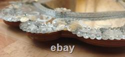 Vintage Venetian Murano Glass Mirror 60x90 cm Mid-Century Italian Etched Wall