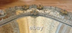 Vintage Venetian Murano Glass Mirror 60x90 cm Mid-Century Italian Etched Wall