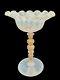 Vintage Venetian Murano Glass Opalescent Gold Tazza Wine Cup Goblet Compote 7