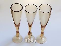 Vintage Venetian Murano Glass Wine glasses set Flute Stem Art Glass Hand-Blown