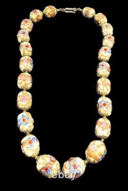 Vintage Venetian Murano Gold Art Glass Wedding Cake Beads Necklace 16