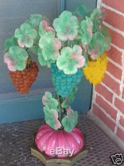 Vintage Venetian Murano Italian Art Glass Beaded Grape Fruit Lamp Czech Style