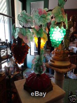 Vintage Venetian Murano Italian Art Glass Beaded Grape Fruit Lamp Czech Style