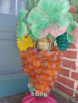 Vintage Venetian Murano Italian Art Glass Beaded Grape Fruit Lamp Czech Style