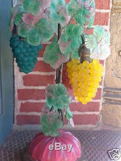 Vintage Venetian Murano Italian Art Glass Beaded Grape Fruit Lamp Czech Style