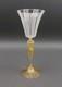 Vintage Venetian Murano Italy Latticino Gold Fleck 9 1/4 Tall Wine Glass Goblet