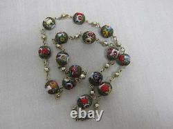 Vintage Venetian Murano Millefiori Colorful Glass Bead Necklace 25 Screw Clasp