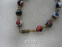 Vintage Venetian Murano Millefiori Colorful Glass Bead Necklace 26 Screw Clasp