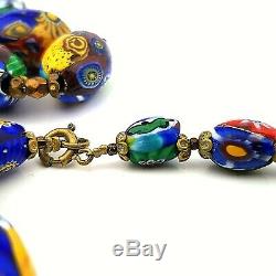 Vintage Venetian Murano Millefiori Glass Bead Necklace