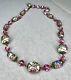 Vintage Venetian Wedding Cake Pink Roses Murano Glass Bead Copper Link Necklace