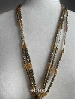Vintage Venetian italian murano glass beaded Honey Golden necklace