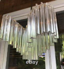 Vintage Venini Camer Italian Murano Glass Prism Chandelier Palm Frond Loop