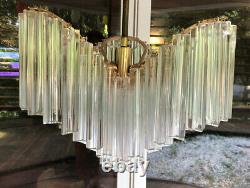 Vintage Venini Camer Italian Murano Glass Prism Chandelier Palm Frond Loop