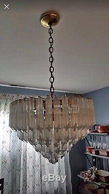 Vintage Venini Italian Murano Glass Prism Chandelier 110 6 Quattro Prisms