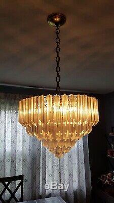 Vintage Venini Italian Murano Glass Prism Chandelier 110 6 Quattro Prisms