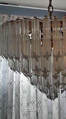 Vintage Venini Italian Murano Glass Prism Chandelier 110 6 Quattro Prisms