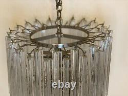 Vintage Venini Italian Murano Glass Prism Chandelier Chrome Triangle Prisms 18