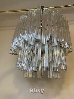 Vintage Venini Italian Murano Glass Prism Chandelier Chrome Triangle Prisms 18