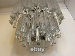 Vintage Venini Italian Murano Glass Prism Chandelier Chrome Triangle Prisms 18