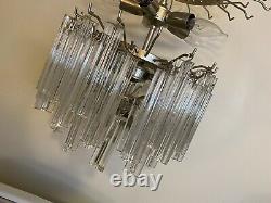 Vintage Venini Italian Murano Glass Prism Chandelier Chrome Triangle Prisms 18